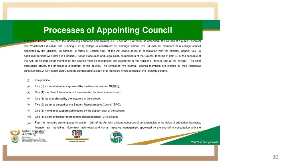 processes of appointing council