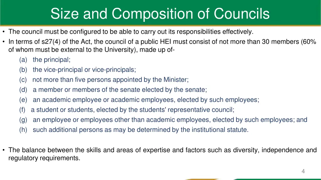 size and composition of councils