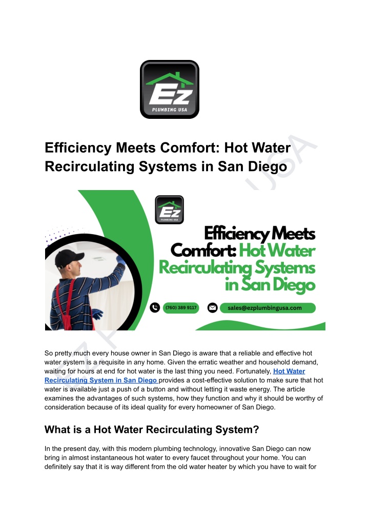 ez plumbing usa examines the advantages of such