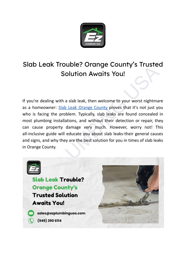 slab leak trouble orange county s trusted