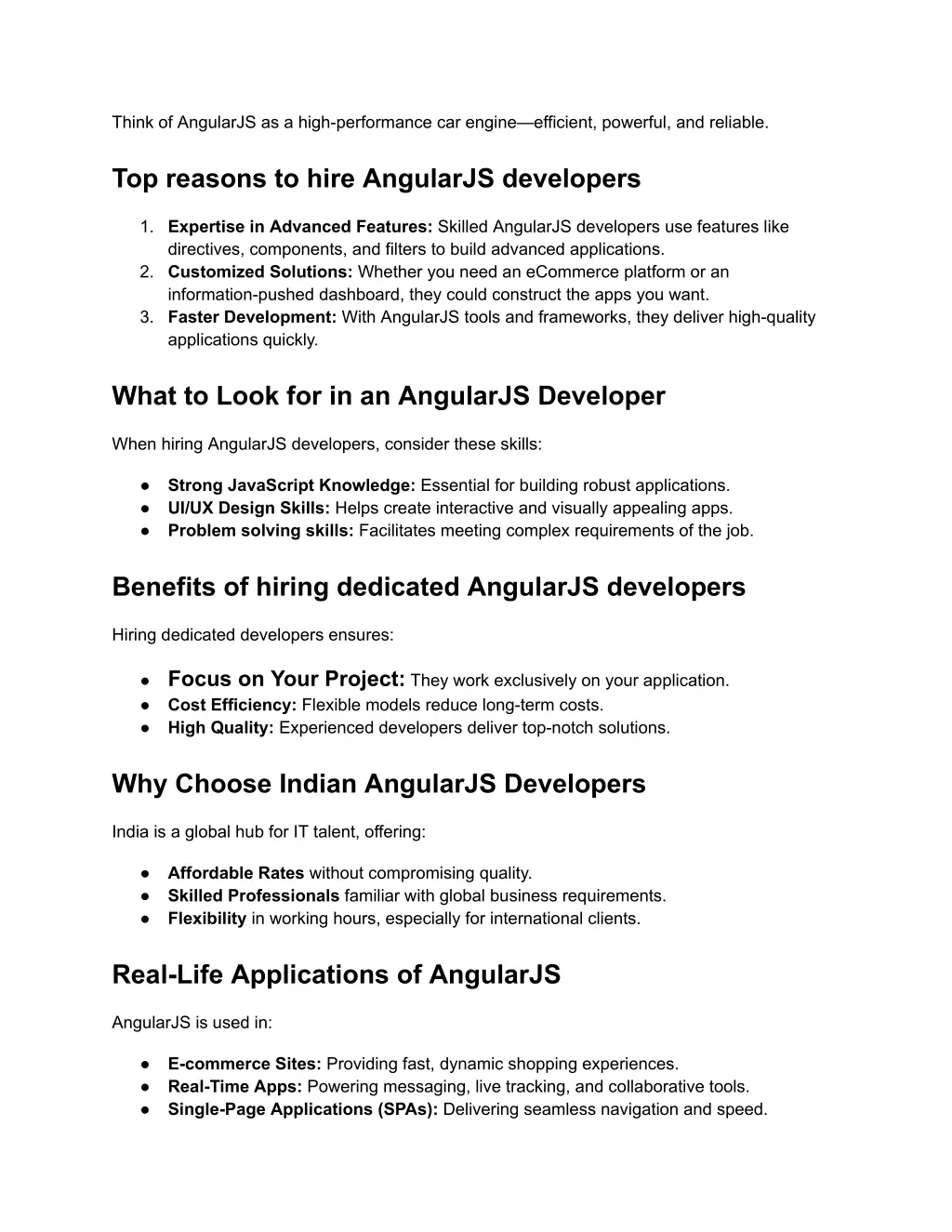 think of angularjs as a high performance