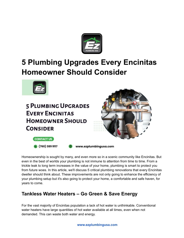 5 plumbing upgrades every encinitas homeowner