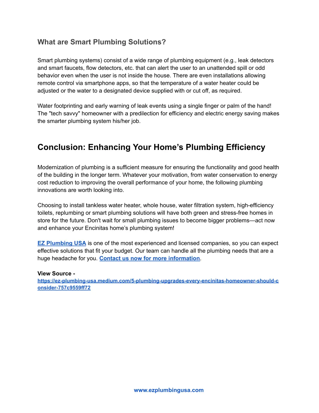 what are smart plumbing solutions