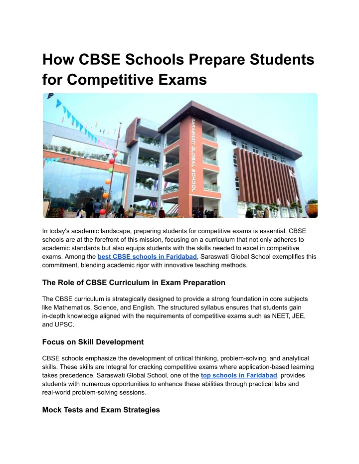 how cbse schools prepare students for competitive