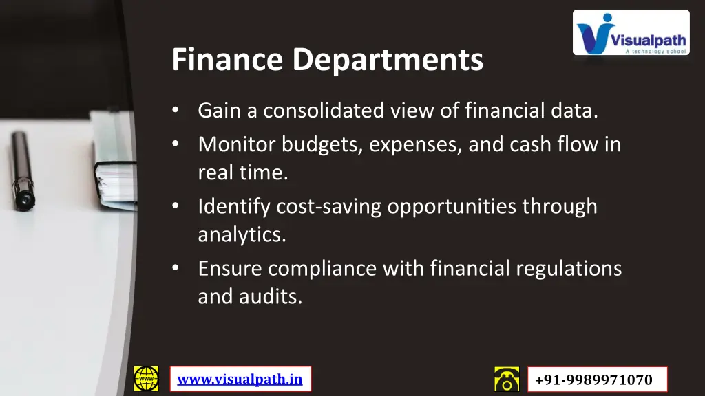 finance departments