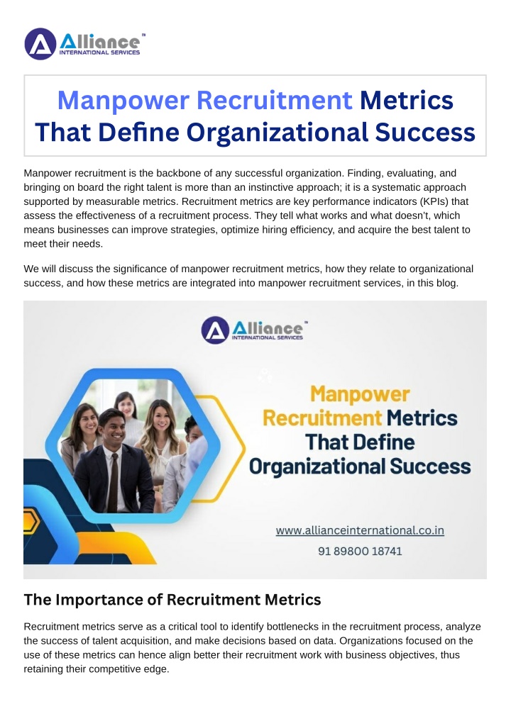 manpower recruitment metrics that define