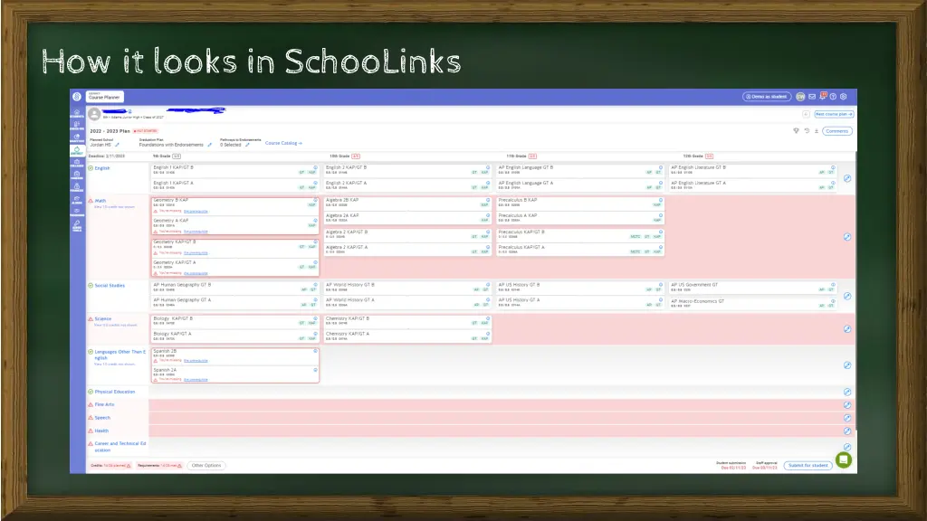 how it looks in schoolinks