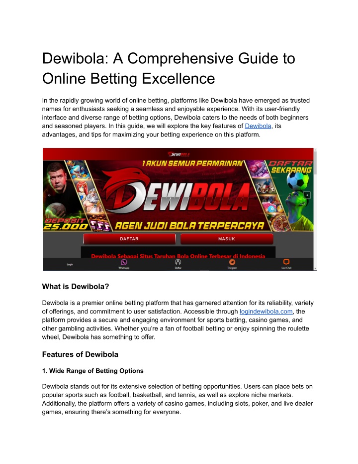 dewibola a comprehensive guide to online betting