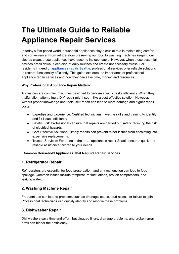 the ultimate guide to reliable appliance repair