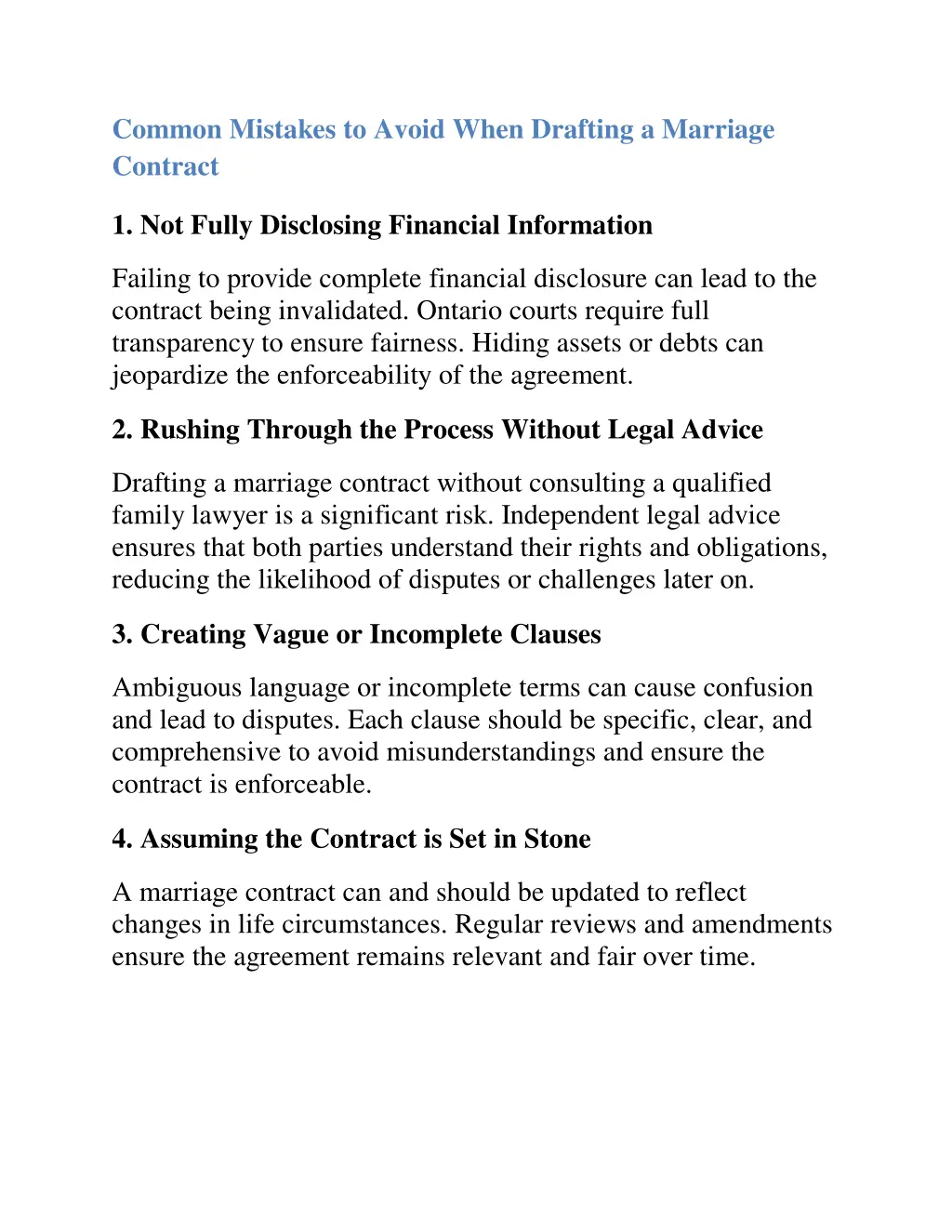 common mistakes to avoid when drafting a marriage