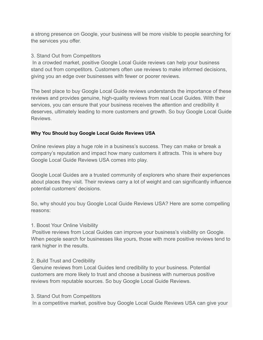 a strong presence on google your business will