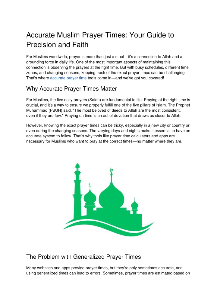 accurate muslim prayer times your guide