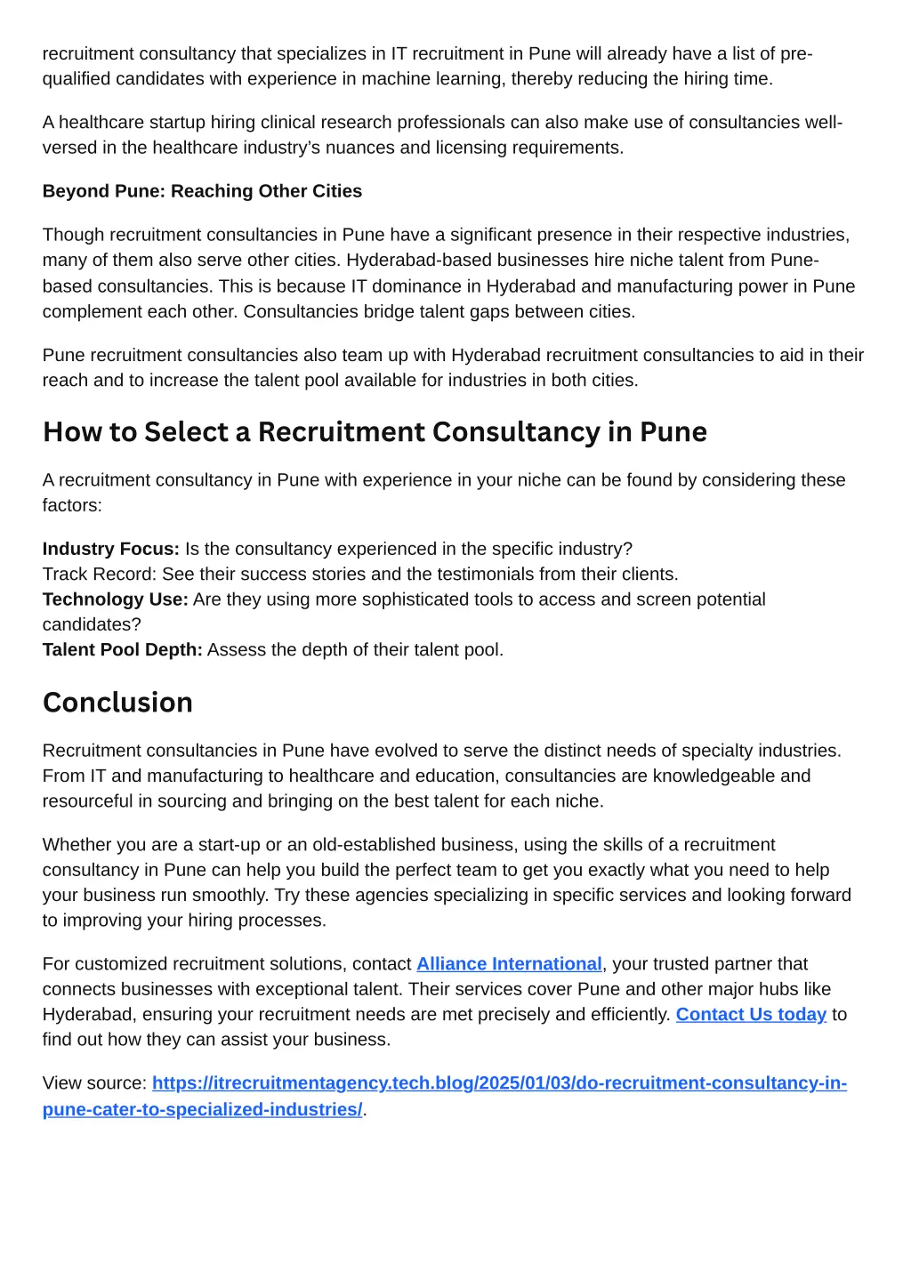 recruitment consultancy that specializes