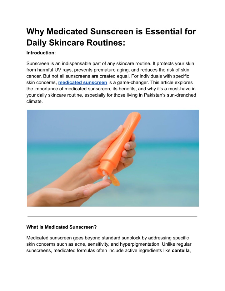 why medicated sunscreen is essential for daily