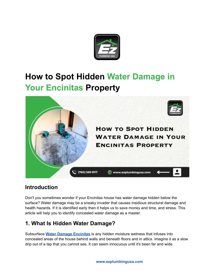 how to spot hidden water damage in your encinitas