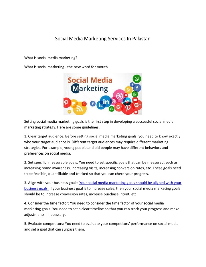 social media marketing services in pakistan