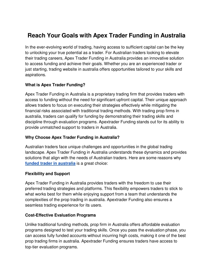 reach your goals with apex trader funding