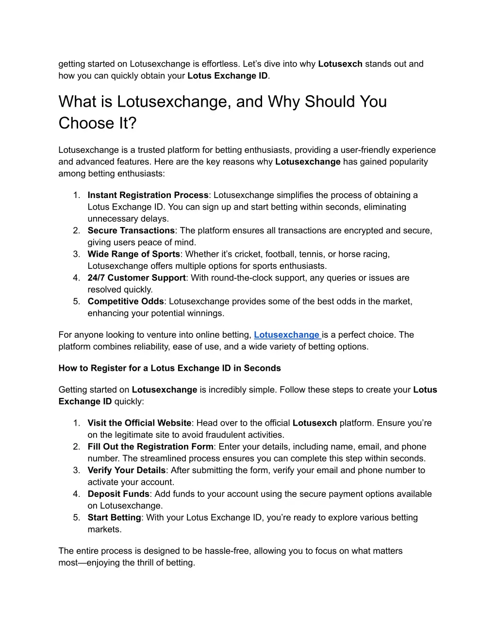 getting started on lotusexchange is effortless