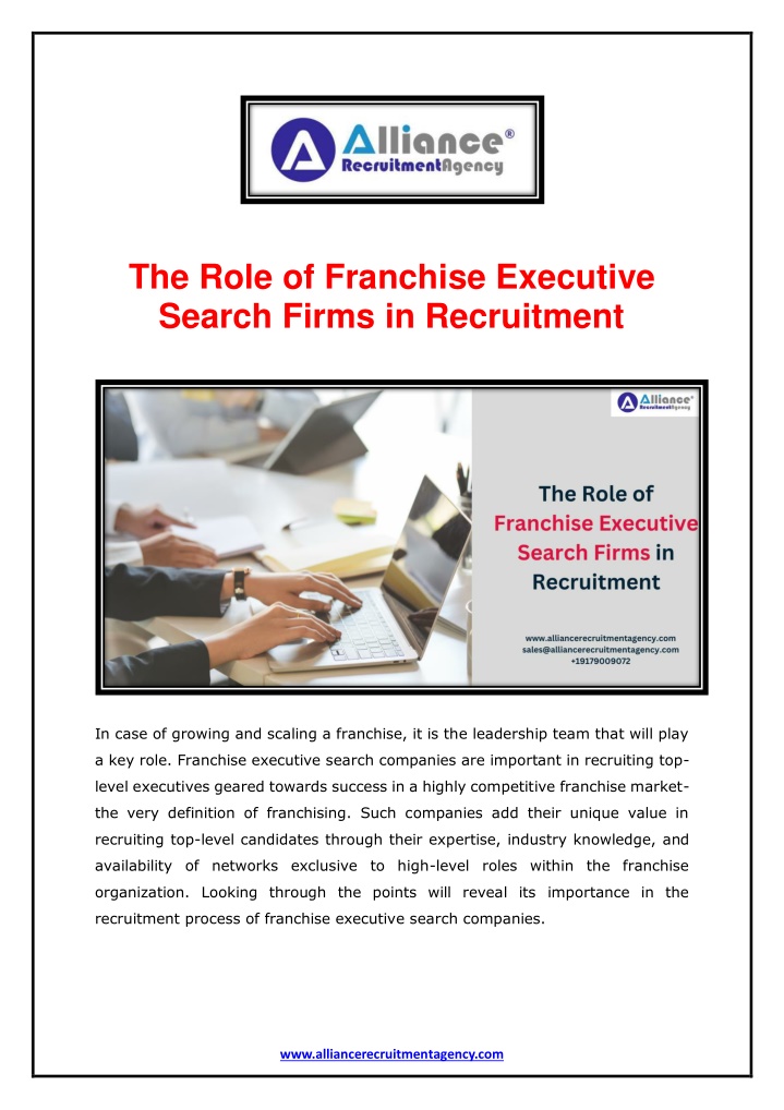 the role of franchise executive search firms