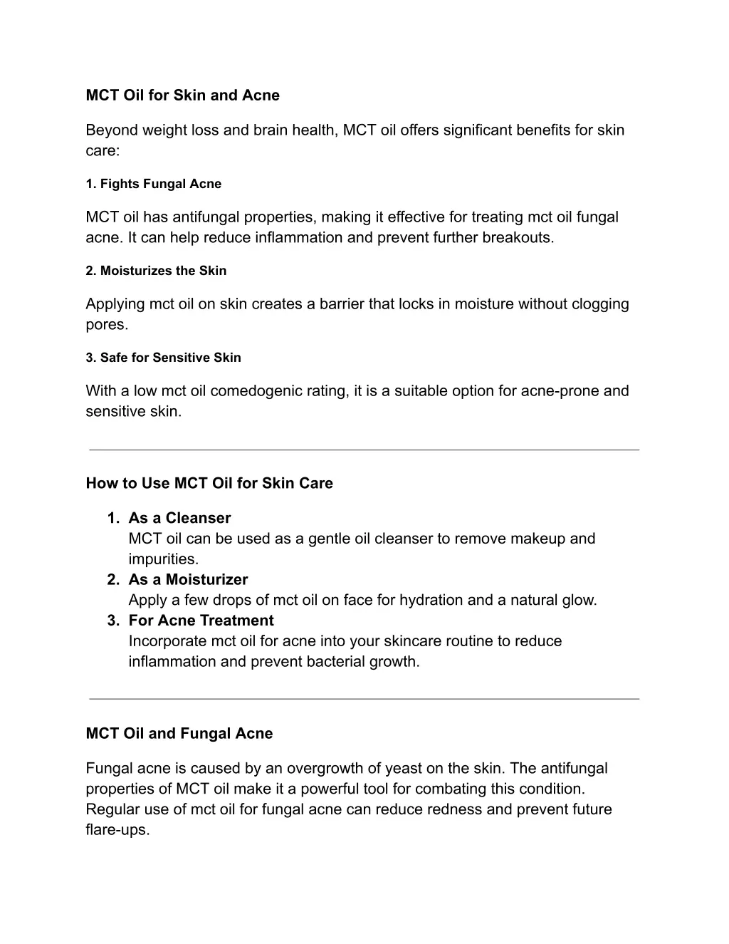 mct oil for skin and acne