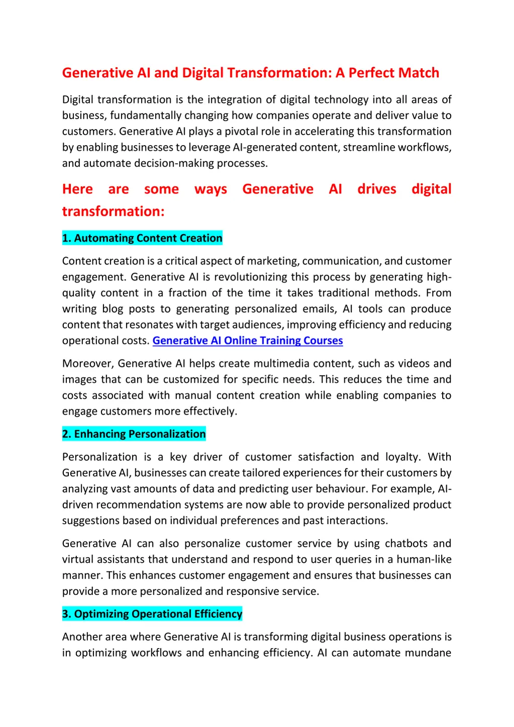 generative ai and digital transformation