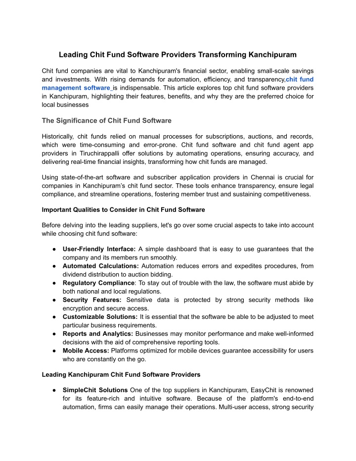leading chit fund software providers transforming