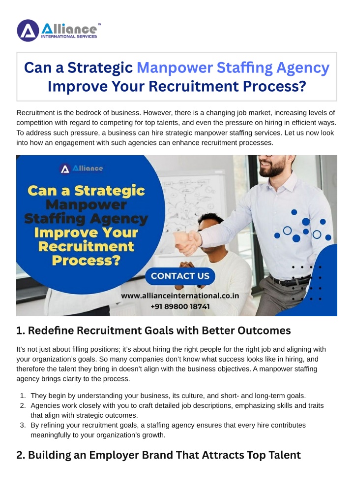 can a strategic manpower sta ng agency improve