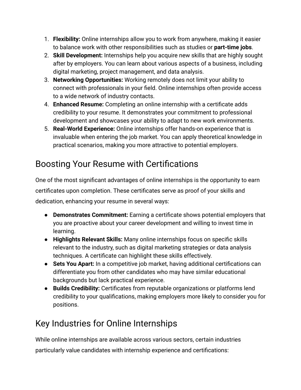 1 flexibility online internships allow