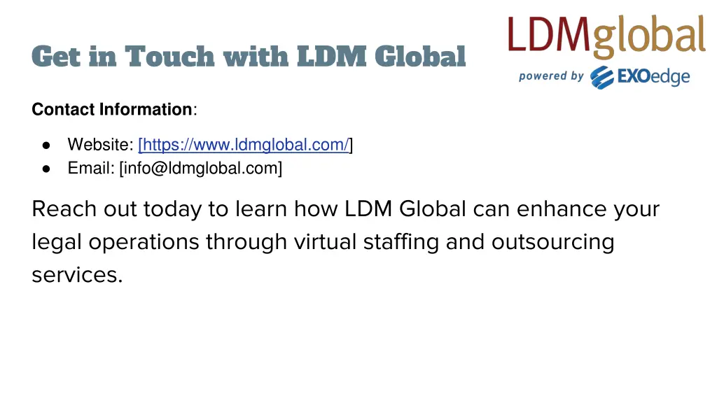 get in touch with ldm global