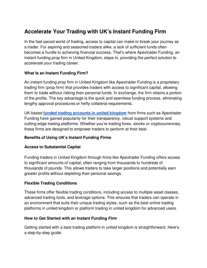 accelerate your trading with uk s instant funding
