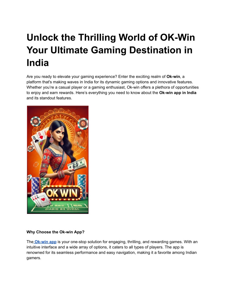 unlock the thrilling world of ok win your