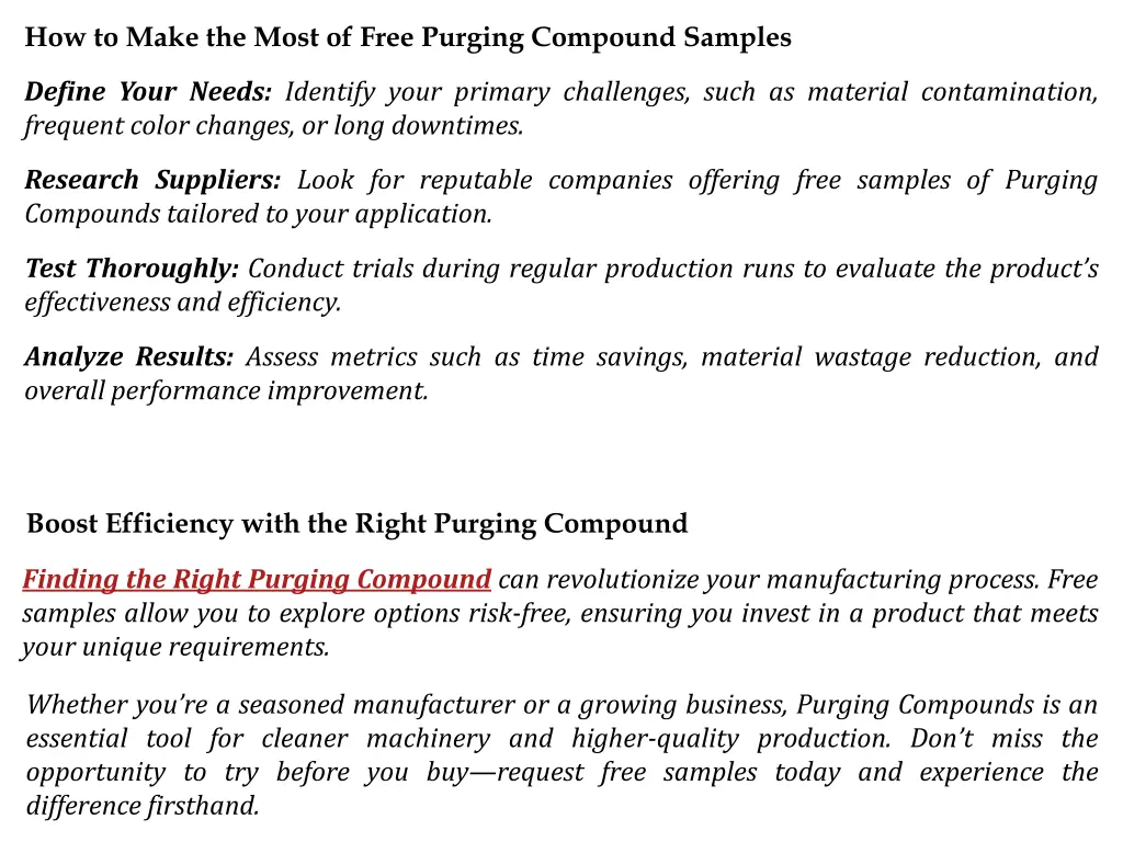 how to make the most of free purging compound