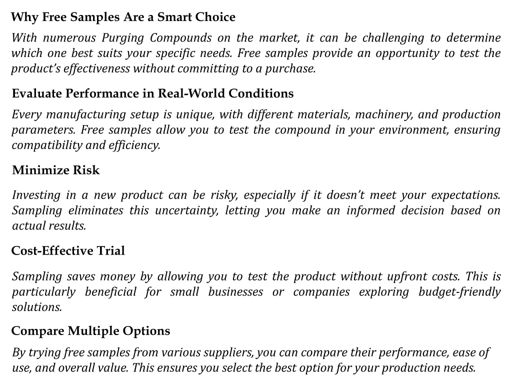 why free samples are a smart choice with numerous