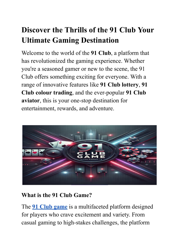 discover the thrills of the 91 club your ultimate