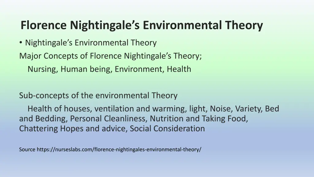 florence nightingale s environmental theory