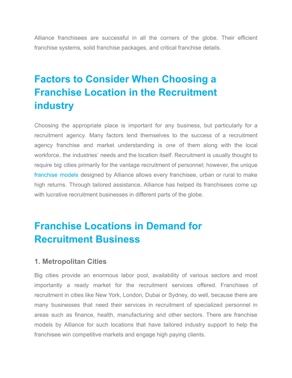 alliance franchisees are successful