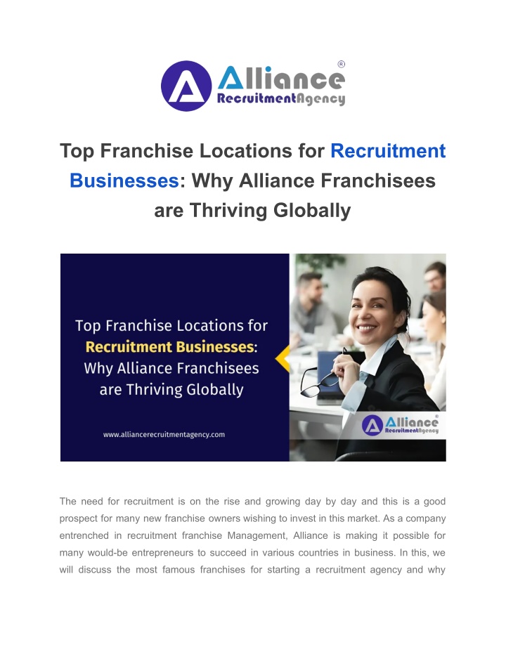 top franchise locations for recruitment