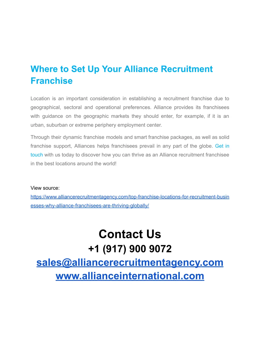 where to set up your alliance recruitment