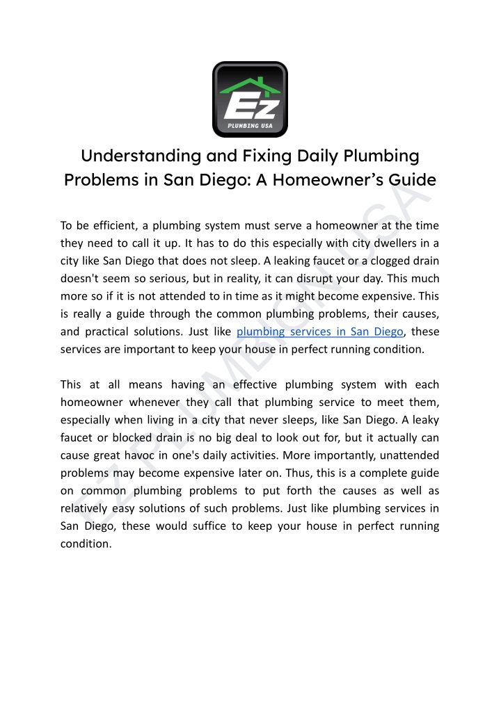 understanding and fixing daily plumbing problems