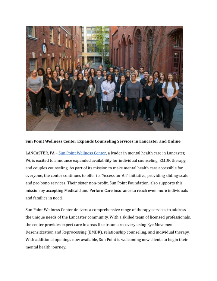 sun point wellness center expands counseling
