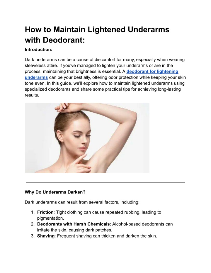 how to maintain lightened underarms with deodorant