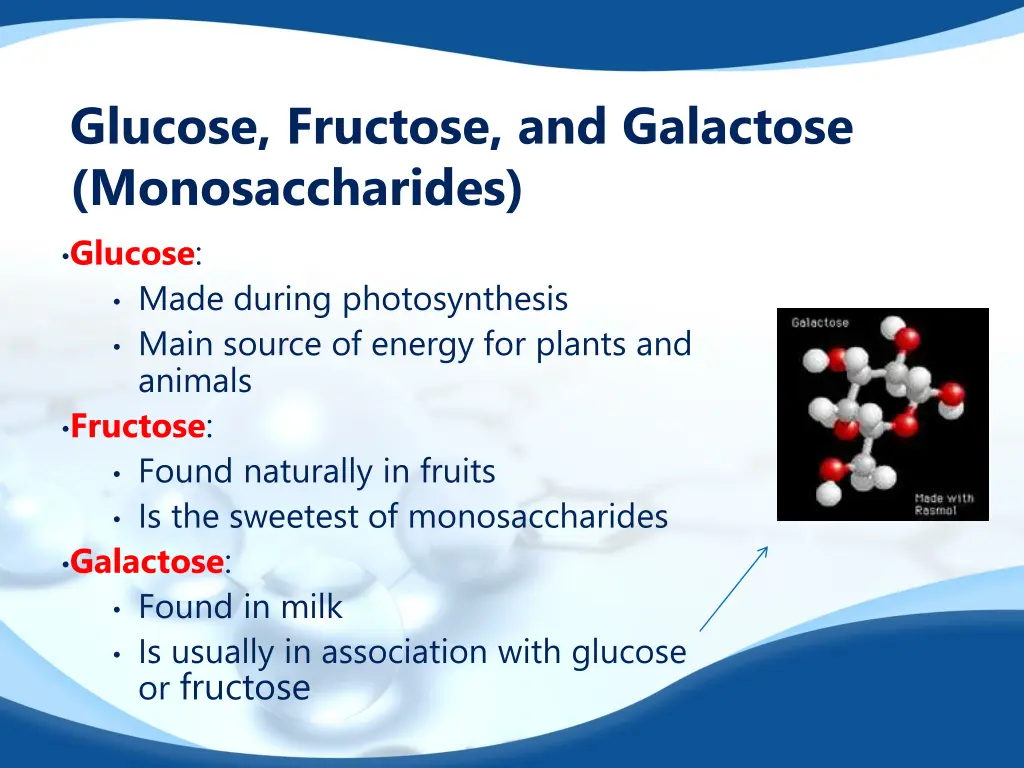 glucose fructose and galactose monosaccharides