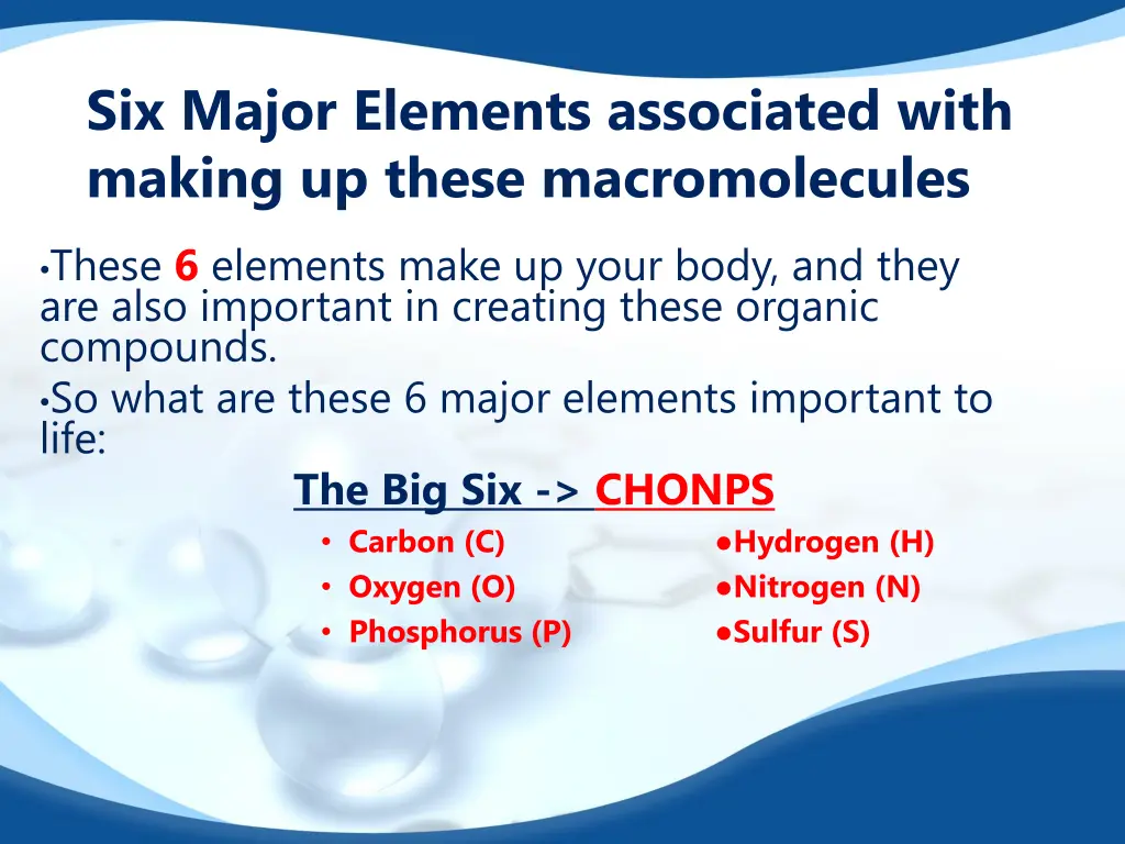 six major elements associated with making