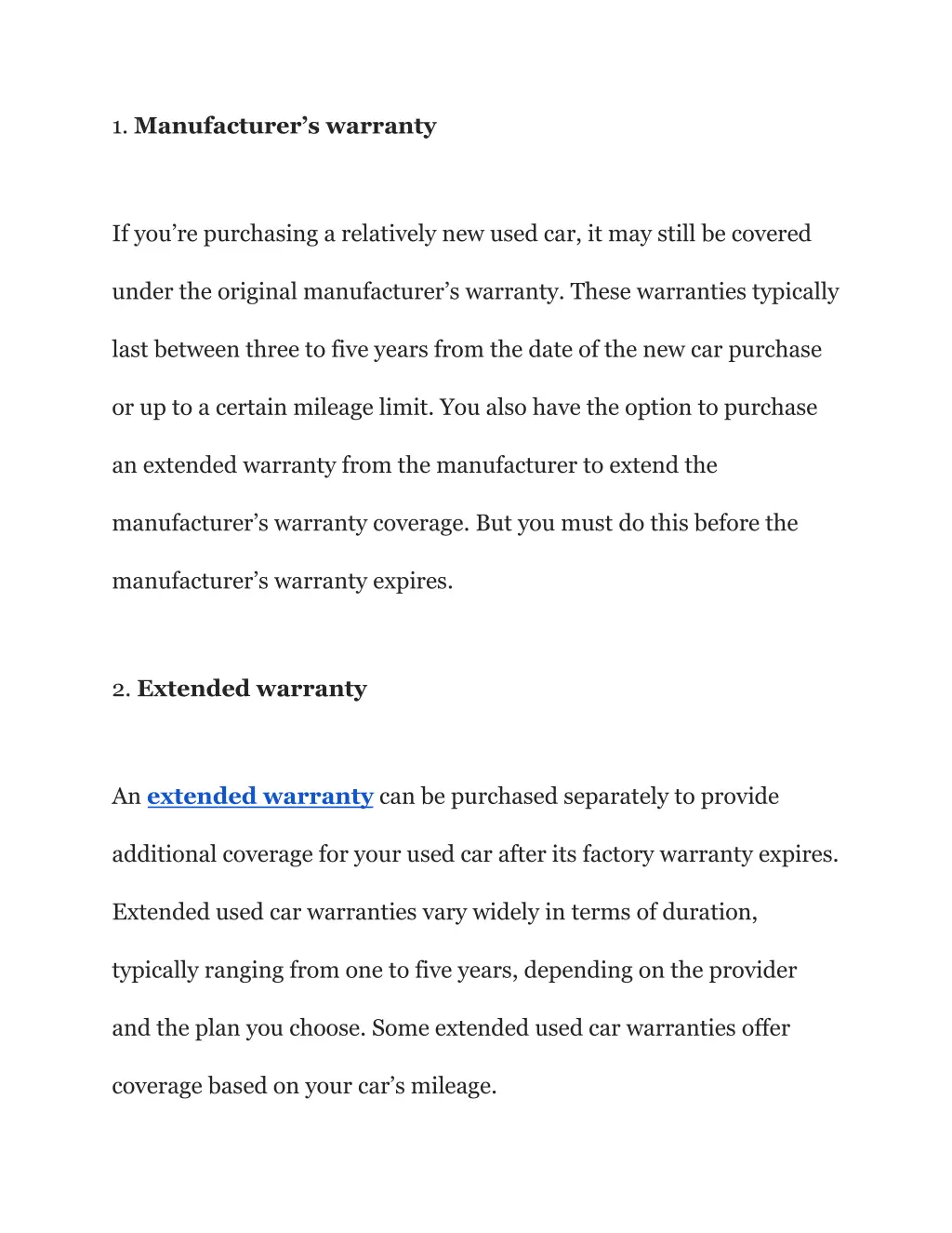 1 manufacturer s warranty
