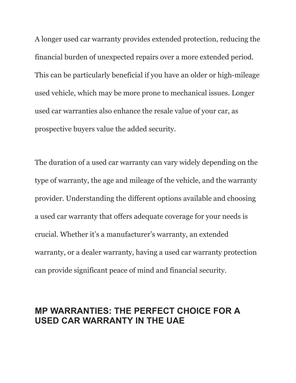 a longer used car warranty provides extended