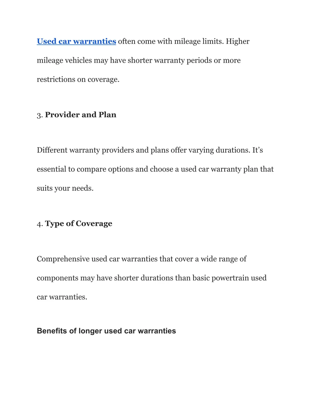 used car warranties often come with mileage