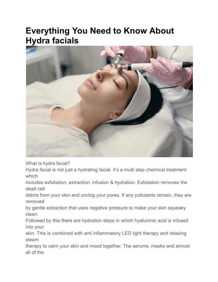 everything you need to know about hydra facials