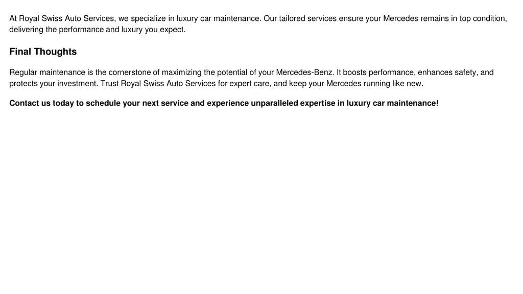 at royal swiss auto services we specialize