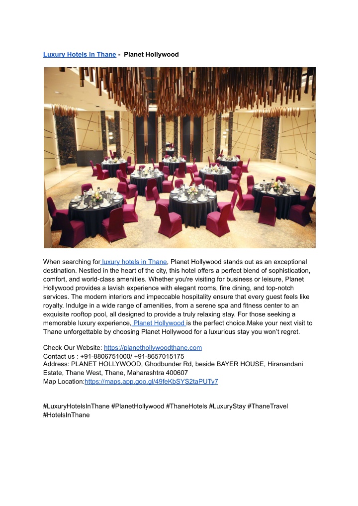 luxury hotels in thane planet hollywood