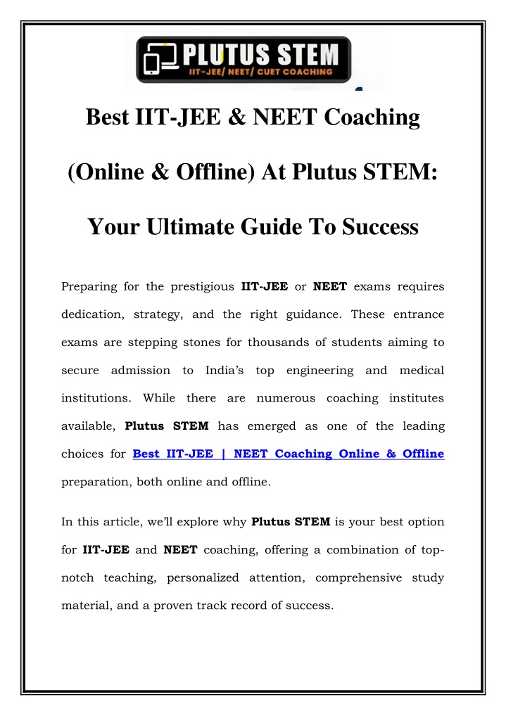 best iit jee neet coaching